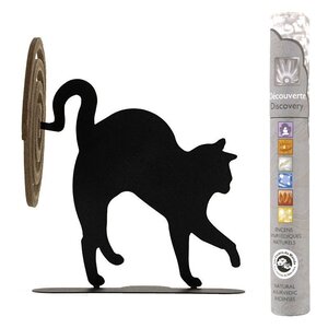 Porte-spirales d'encens chat noir + 14 bâtonnets d'encens ayurvédique