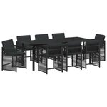 vidaXL Ensemble de salle à manger pour jardin 9 pc Noir polyrotin
