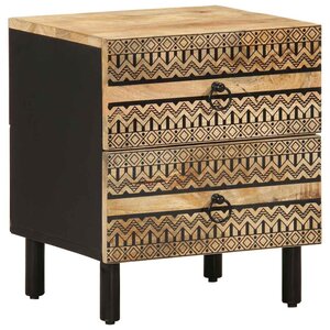 vidaXL Table de chevet noir 40x33 5x46 cm bois de manguier massif brut