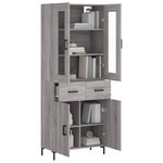 vidaXL Buffet haut Sonoma gris 69 5x34x180 cm Bois d'ingénierie