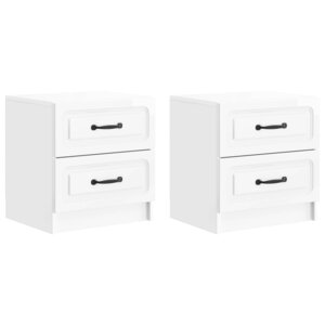 vidaXL Cabinet de chevet 2 Pièces Blanc brillant 43 x 34 5 x 44 5 cm