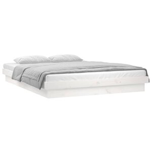 vidaXL Cadre de lit à LED sans matelas blanc 160x200 cm bois massif