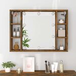vidaXL Armoire à miroir avec LED Chêne fumé 76x15x55 cm