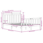 Vidaxl cadre de lit blanc bois massif 135x190 cm double