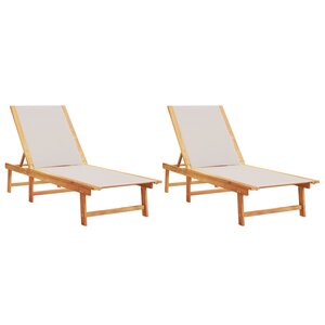 vidaXL Chaises longues lot de 2 gris bois acacia solide et textilène