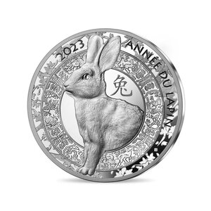 Pièce de monnaie 10 euro france 2023 argent be – année du lapin