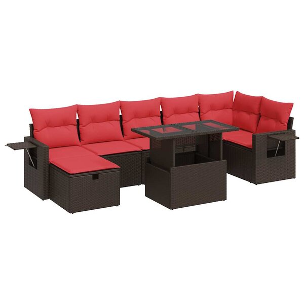vidaXL Salon de jardin avec coussins 8 Pièces noir résine tressée acacia