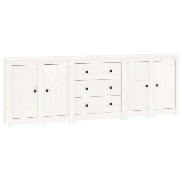 vidaXL Buffet Blanc 230x35x80 cm Bois massif de pin