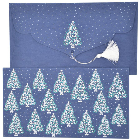 PAPERTREE Holly Lot de 5 Enveloppes cadeau 19x10cm Bleu Persan