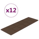 vidaXL Panneaux muraux 12 Pièces Marron 90x30 cm Tissu 3 24 m²