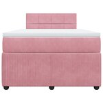 vidaXL Sommier à lattes de lit avec matelas Rose 120x200 cm Velours