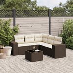 vidaXL Salon de jardin avec coussins 6 Pièces marron résine tressée