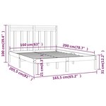 vidaXL Cadre de lit Bois massif 160x200 cm