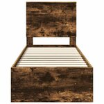 vidaXL Cadre de lit avec tiroir Chêne fumé 75 x 190 cm Bois Ingénierie