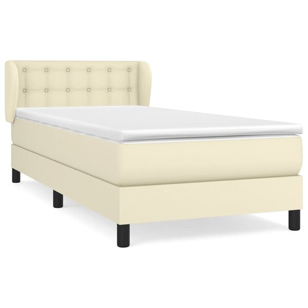 vidaXL Lit à sommier tapissier avec matelas Crème 90x190 cm Similicuir