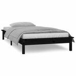 vidaXL Cadre de lit à LED sans matelas noir 75x190 cm bois massif