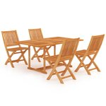 vidaXL Ensemble à manger de jardin 5 Pièces Bois de teck massif