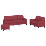 vidaXL Ensemble de canapés 3 Pièces et coussins Rouge bordeaux Similicuir