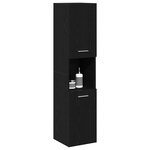 vidaXL Cabinet de salle de bain avec porte Chêne noir 30 x 30 x 130 cm