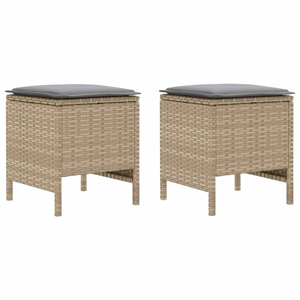 vidaXL 2 pc Pouf de Jardin Rotin PE Beige et Gris clair