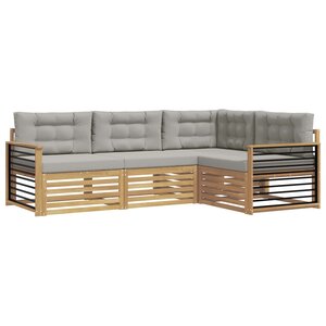 vidaXL Ensemble de canapés d'extérieur 5 pc Blanc et gris clair