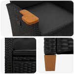 vidaXL Chaise inclinable avec plateau à thé Noir 62 x 64 x 112 cm