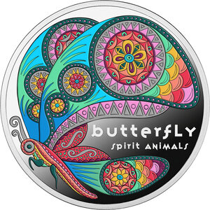 Monnaie BUTTERFLY Spirit Animals Argent 1$ Niue 2025