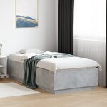 vidaXL Cadre de lit avec LED sans matelas gris béton 90x200 cm