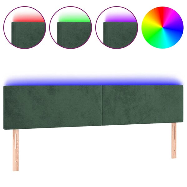 vidaXL Tête de lit à LED Vert foncé 160x5x78/88 cm Velours