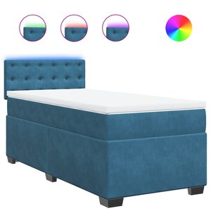 vidaXL Sommier à lattes de lit avec matelas bleu 80x200 cm velours