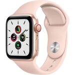 Apple Watch SE GPS + Cellular, 40mm Boîtier en Aluminium Or avec Bracelet Sport Rose des Sables