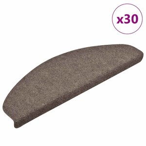 vidaXL Tapis d'escalier auto-adhésifs 30 pièces 65 x 21 x 4 cm Beige Demi-rond Grand
