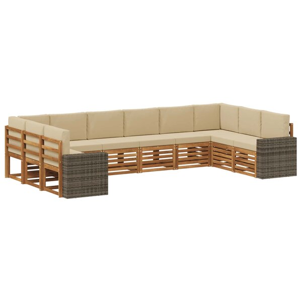 vidaXL Ensemble de canapés d'extérieur 10 Pièces Naturel et Beige