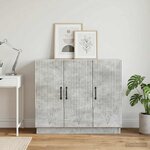 vidaXL Buffet Gris béton 89 x 34 5 x 77 cm Bois d'ingénierie