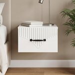 vidaXL Cabinet de chevet mural Blanc brillant 34 5 x 33 x 20 cm