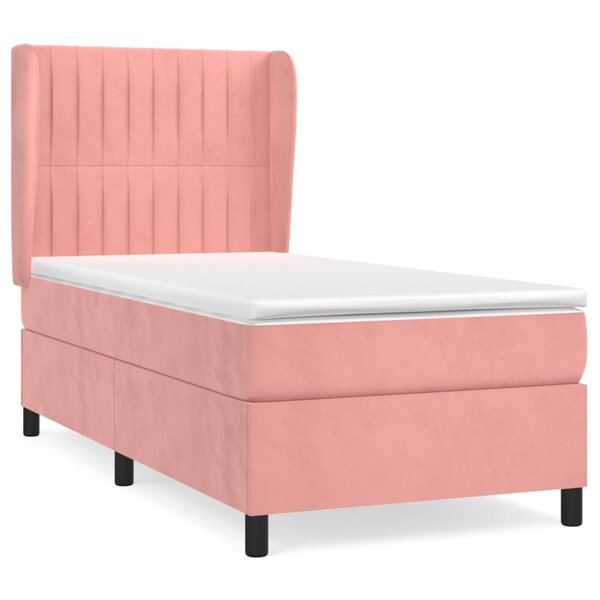 vidaXL Sommier à lattes de lit avec matelas Rose 100x200 cm Velours