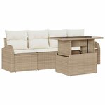 vidaXL Ensemble de canapé de jardin 5 Pièces Beige Poly Rattan