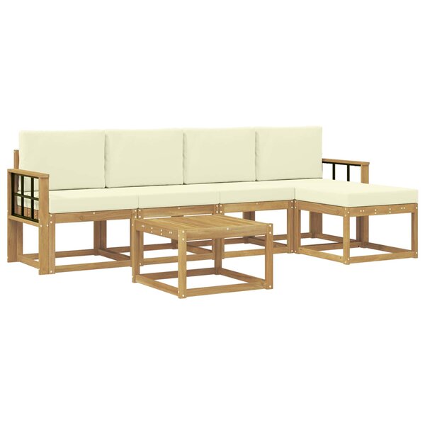 vidaXL Ensemble de canapés d'extérieur 6 Pièces Blanc et crème