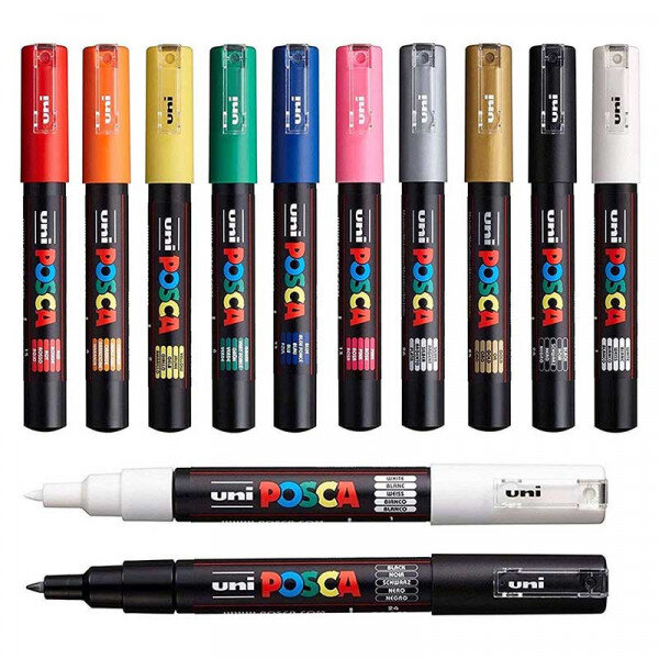 Lot de 12 marqueurs posca pc-1mc pointe extra-fine conique