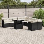 vidaXL Salon de jardin 11 Pièces avec coussins noir résine tressée
