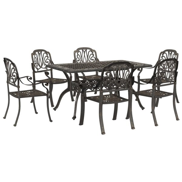vidaXL Ensemble à manger de jardin 7 Pièces bronze aluminium coulé