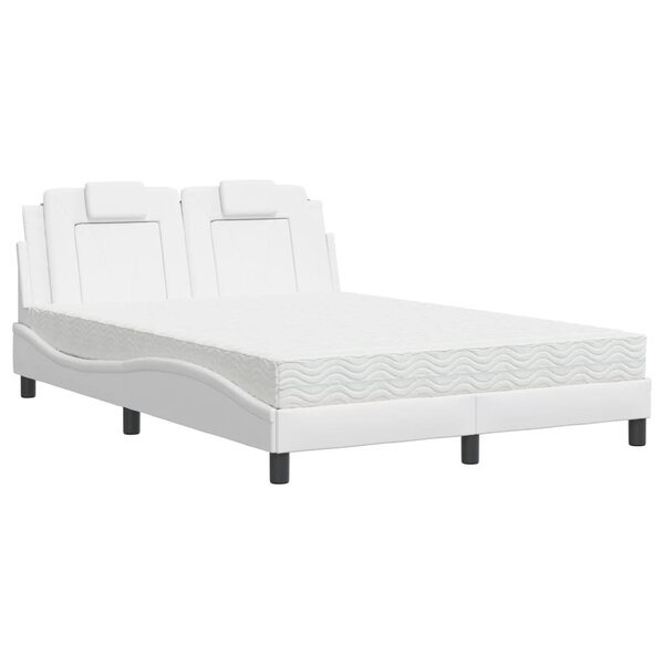 vidaXL Lit avec matelas blanc 120x200 cm similicuir