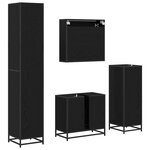 vidaXL Ensemble de mobilier de salle de bain 4 Pièces Chêne noir