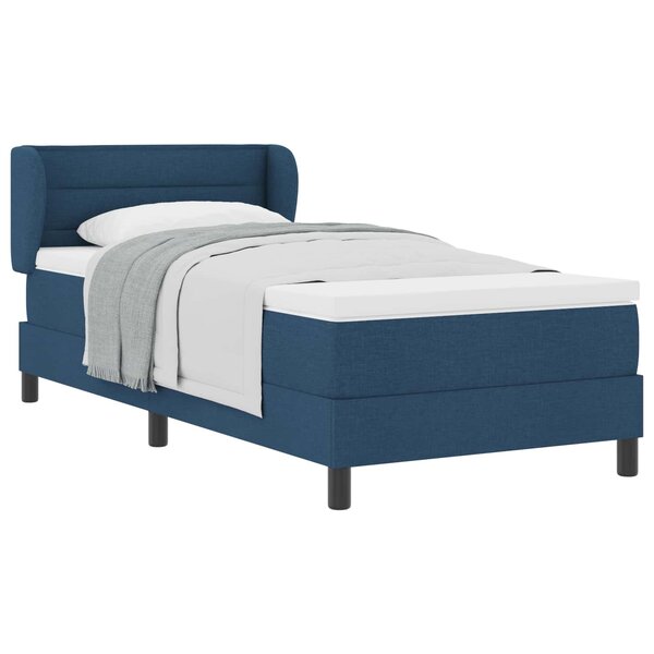 vidaXL Lit à ressorts avec matelas Bleu 90 x 190 cm tissu
