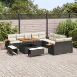 vidaXL Ensemble de canapé de jardin 13 Pièces Noir polyrotin
