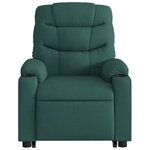 vidaXL Fauteuil inclinable de massage électrique Vert foncé Tissu