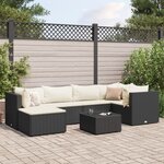 vidaXL Salon de jardin 7 Pièces avec coussins Noir Résine tressée
