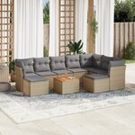 vidaXL Salon de jardin avec coussins 10 Pièces beige résine tressée