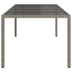 vidaXL Table de jardin gris 250x100x75 cm Verre trempé et poly rotin