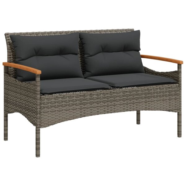 vidaXL Banc de jardin avec coussins 116x62 5x74 cm gris résine tressée